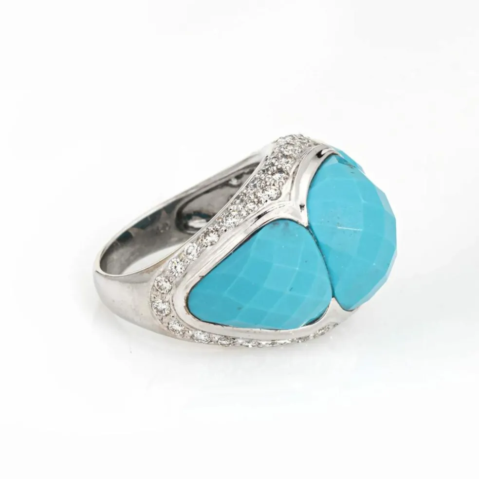 Bague Diamant Turquoise Or Blanc