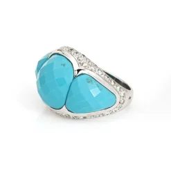 Bague Diamant Turquoise Or Blanc