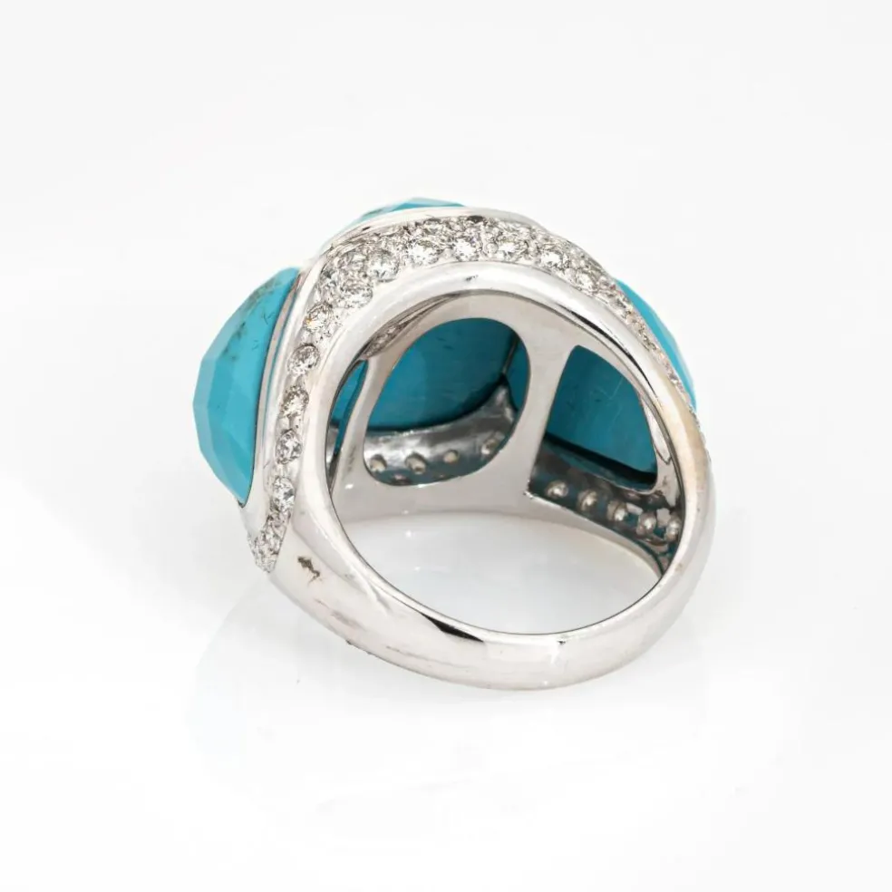 Bague Diamant Turquoise Or Blanc