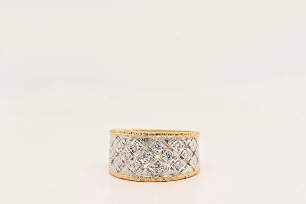 Bague diamants 0,340 carat or bicolore