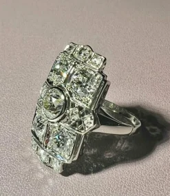 Bague diamants 5 carats en platine et or 18 carat époque Art déco