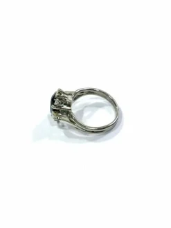Bague Diamants & pierre verte synthétique