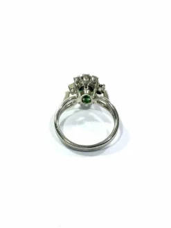 Bague Diamants & pierre verte synthétique