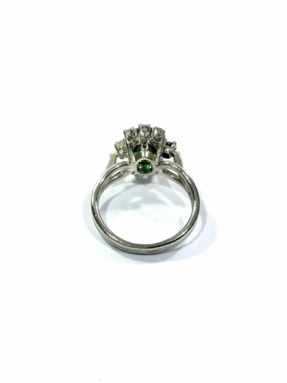 Bague Diamants & pierre verte synthétique
