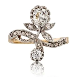 Bague diamants ancienne florale