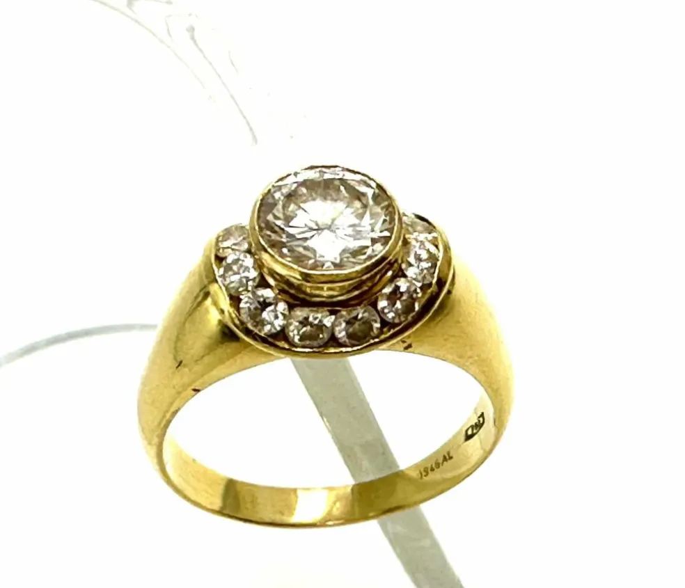 Bague diamants bande arrondie