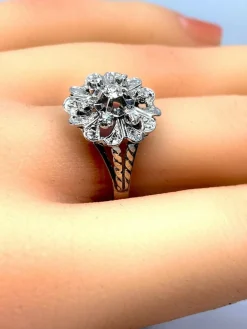 Bague diamants décor de coeurs