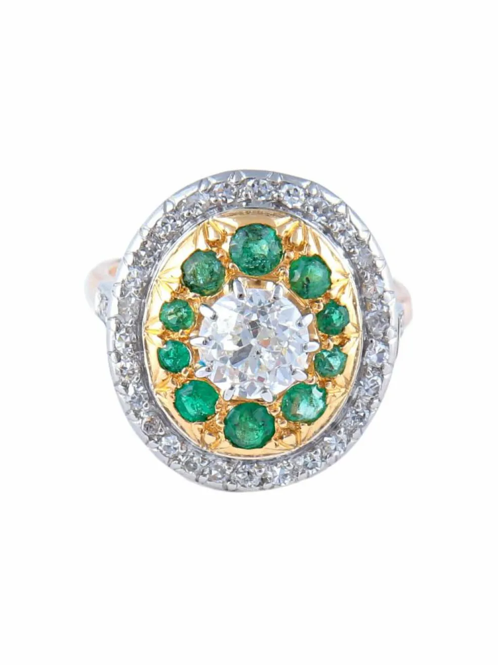 Bague Diamants Emeraudes