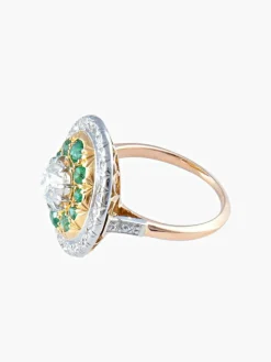 Bague Diamants Emeraudes