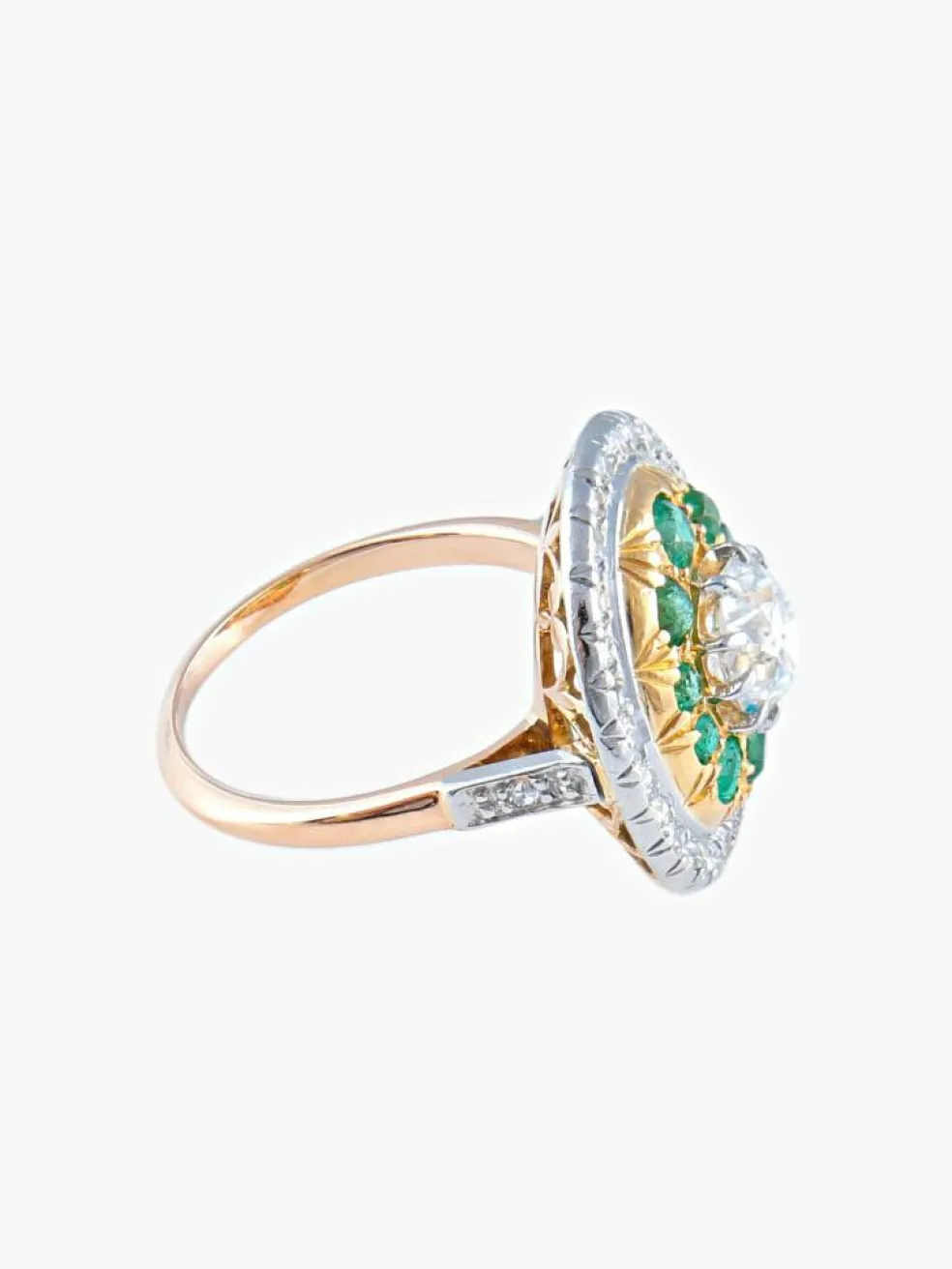 Bague Diamants Emeraudes