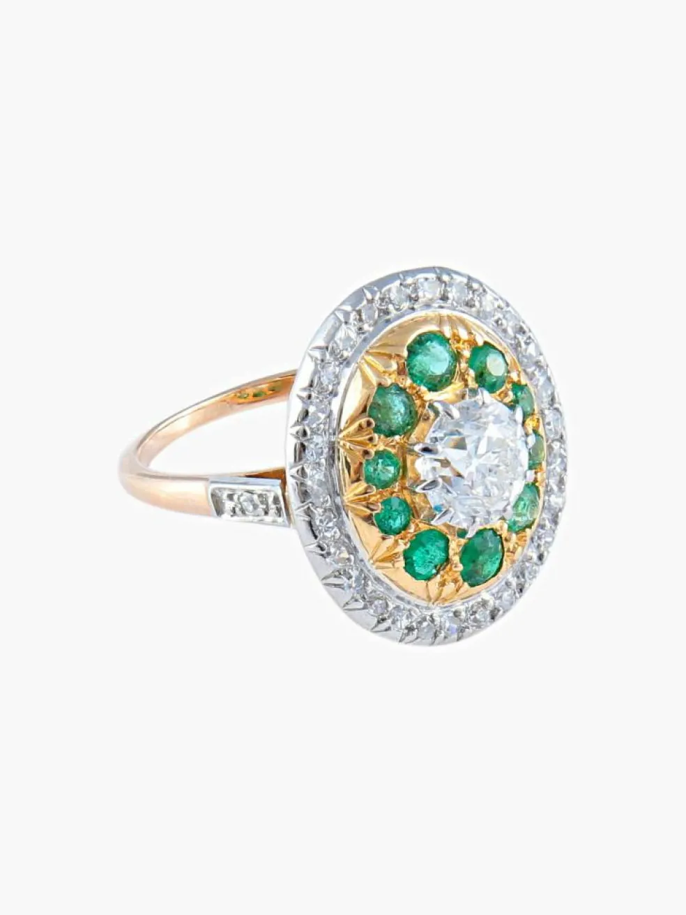 Bague Diamants Emeraudes