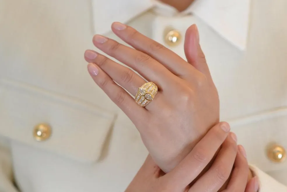 Bague diamants en or jaune