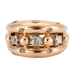 Bague Diamants et boules d'or