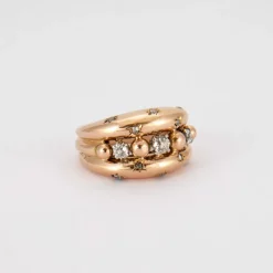 Bague Diamants et boules d'or