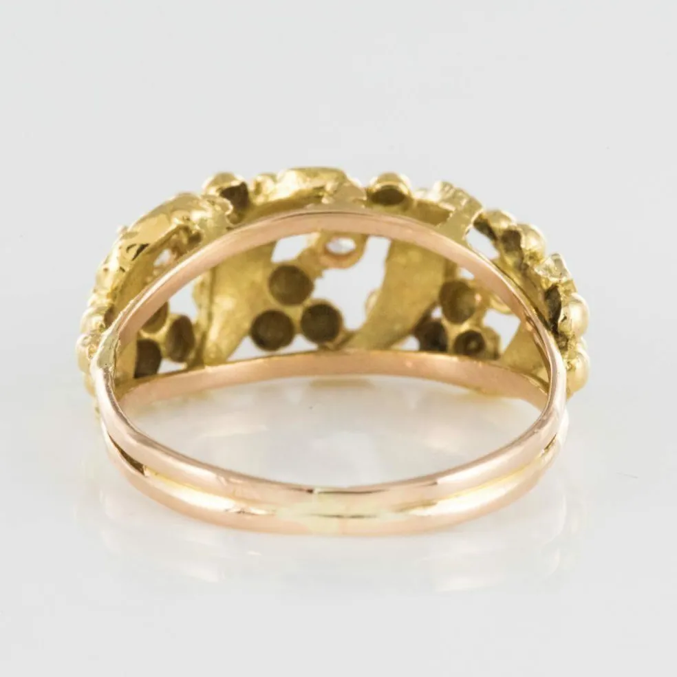 Bague diamants et émail vert