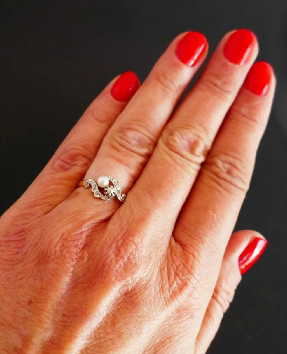 Bague Diamants Et Perle