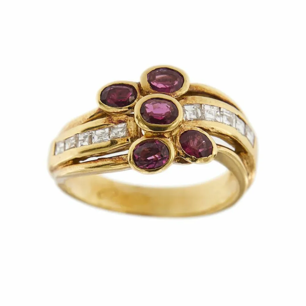 Bague diamants et rubis