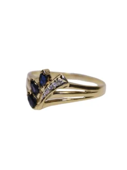 Bague Diamants et Saphirs taille marquise