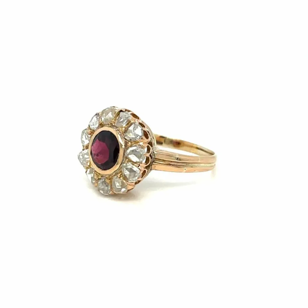 Bague Diamants Grenat