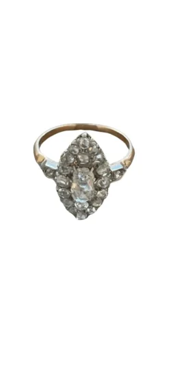 Bague diamants marquise or et platine