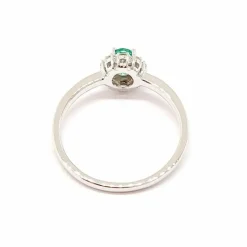 Bague diamants émeraude or blanc 18 carats
