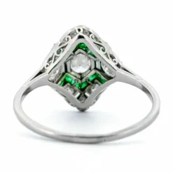 Bague Diamants, Émeraudes, Platine