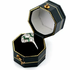 Bague Diamants, Émeraudes, Platine