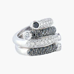 Bague Diamants noirs et blancs