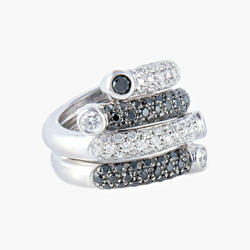 Bague Diamants noirs et blancs