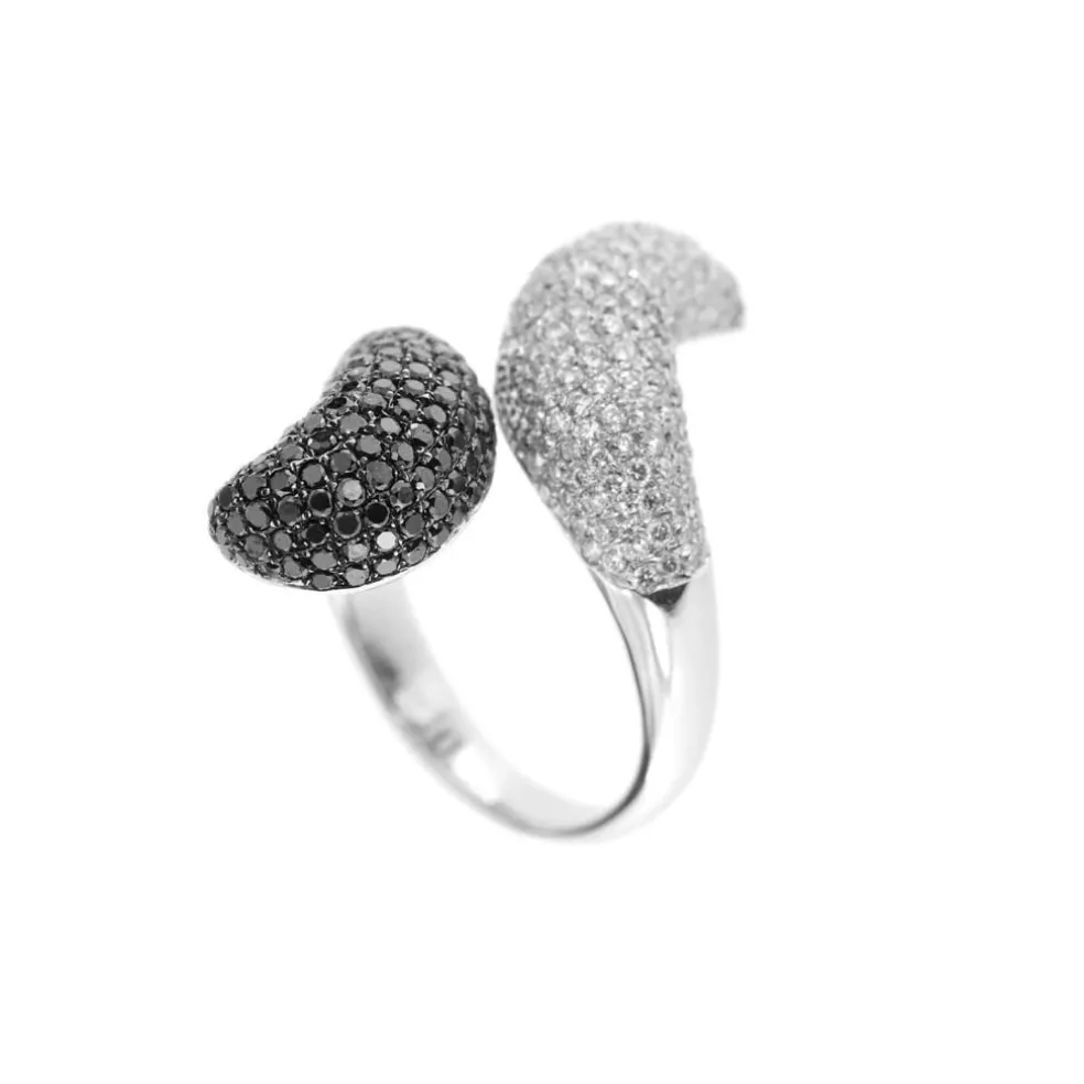 Bague diamants noirs et blancs