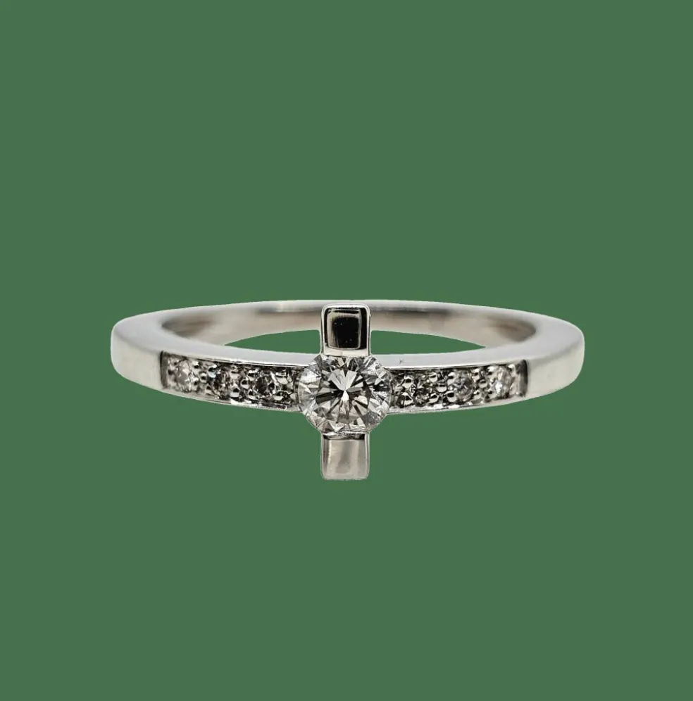Bague diamants or blanc