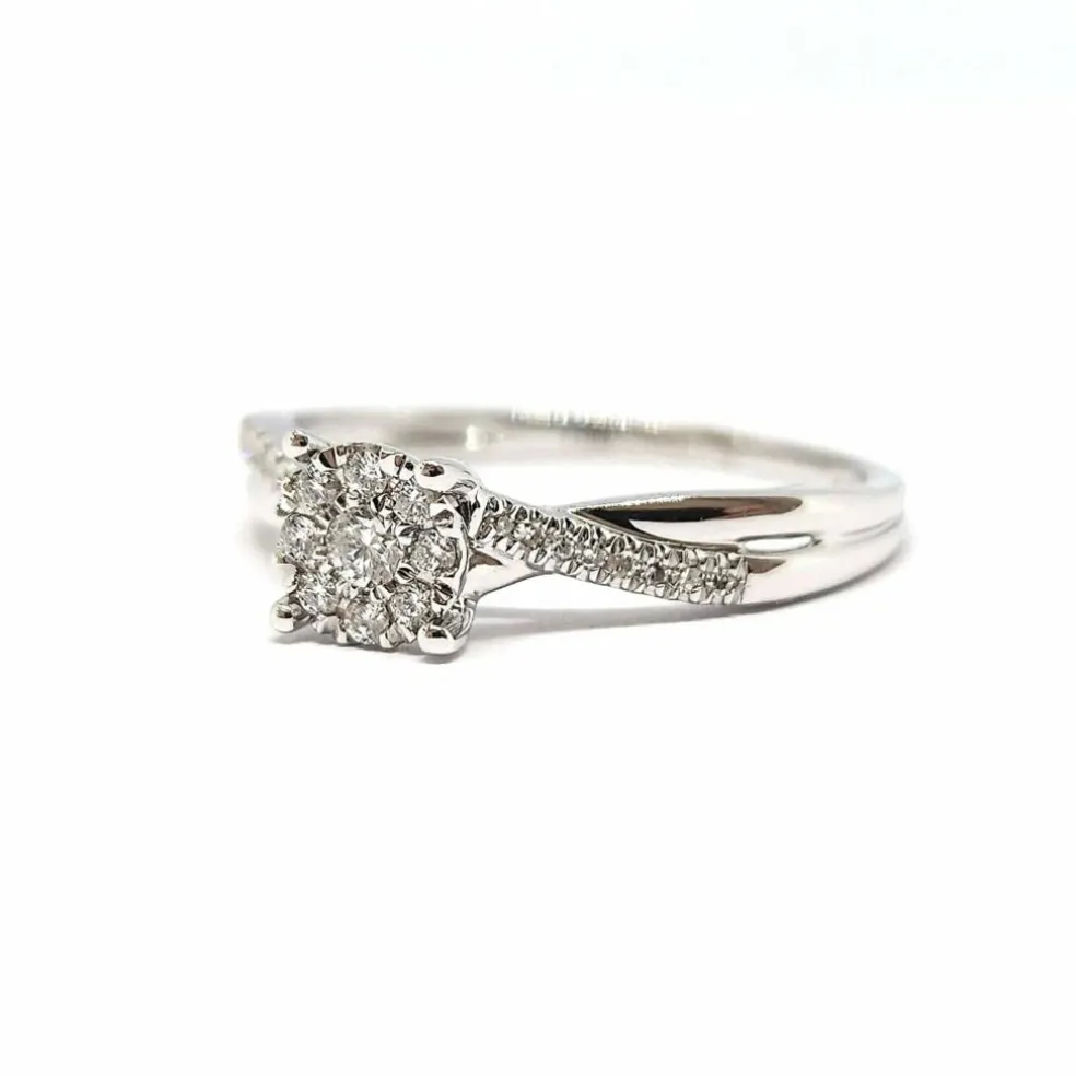 Bague diamants or blanc