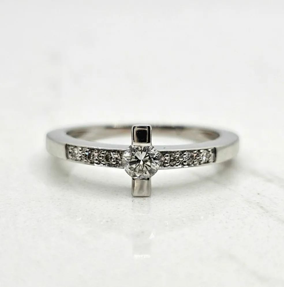 Bague diamants or blanc