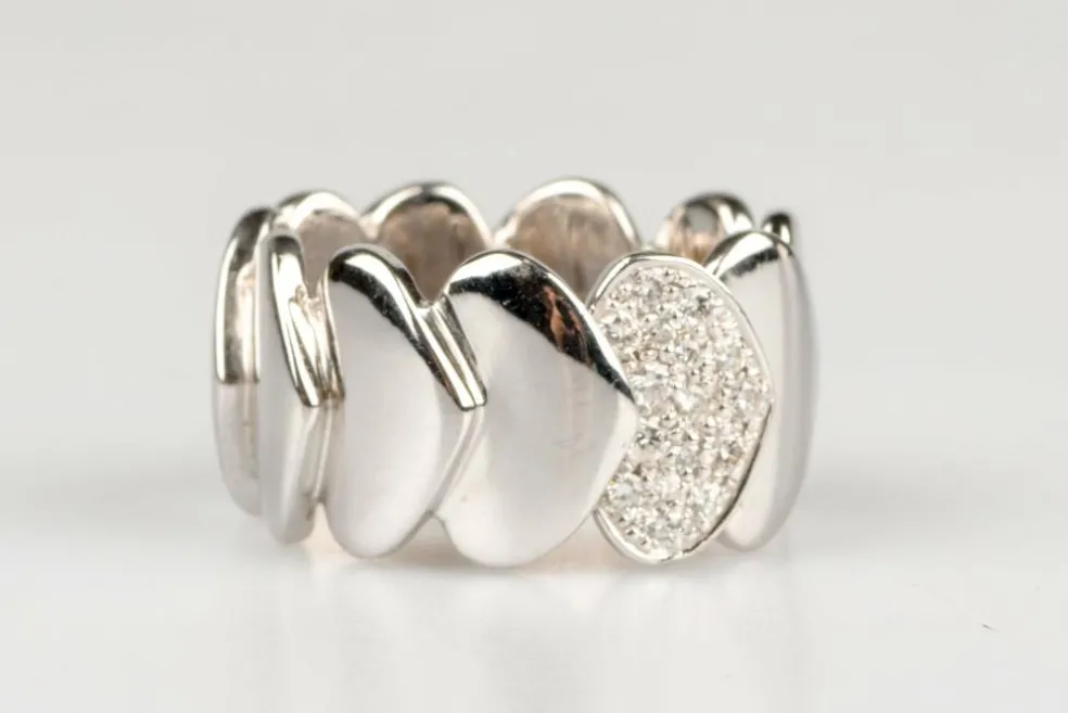 Bague diamants or blanc