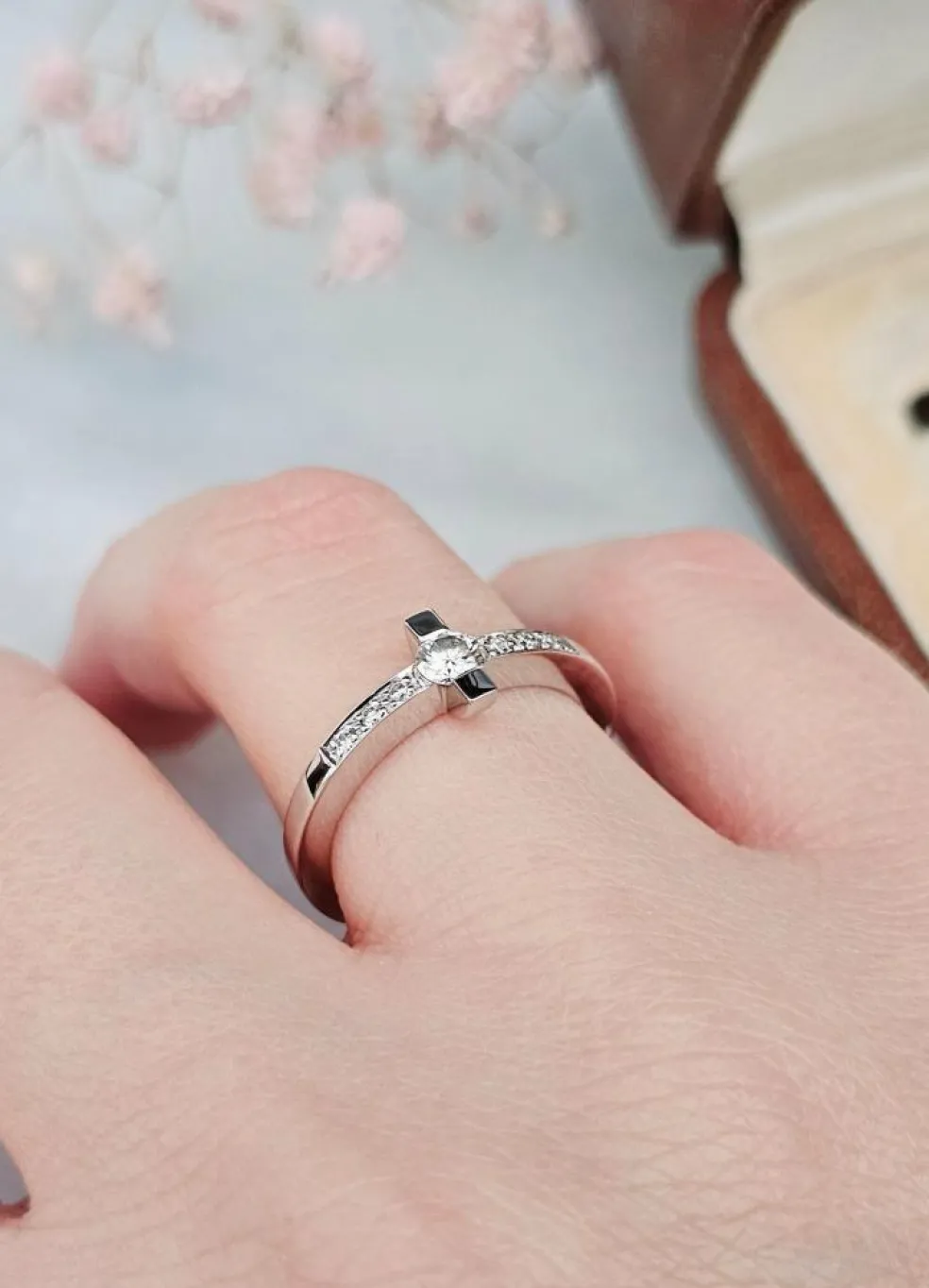 Bague diamants or blanc