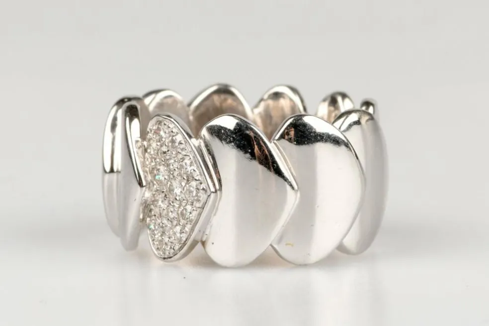 Bague diamants or blanc