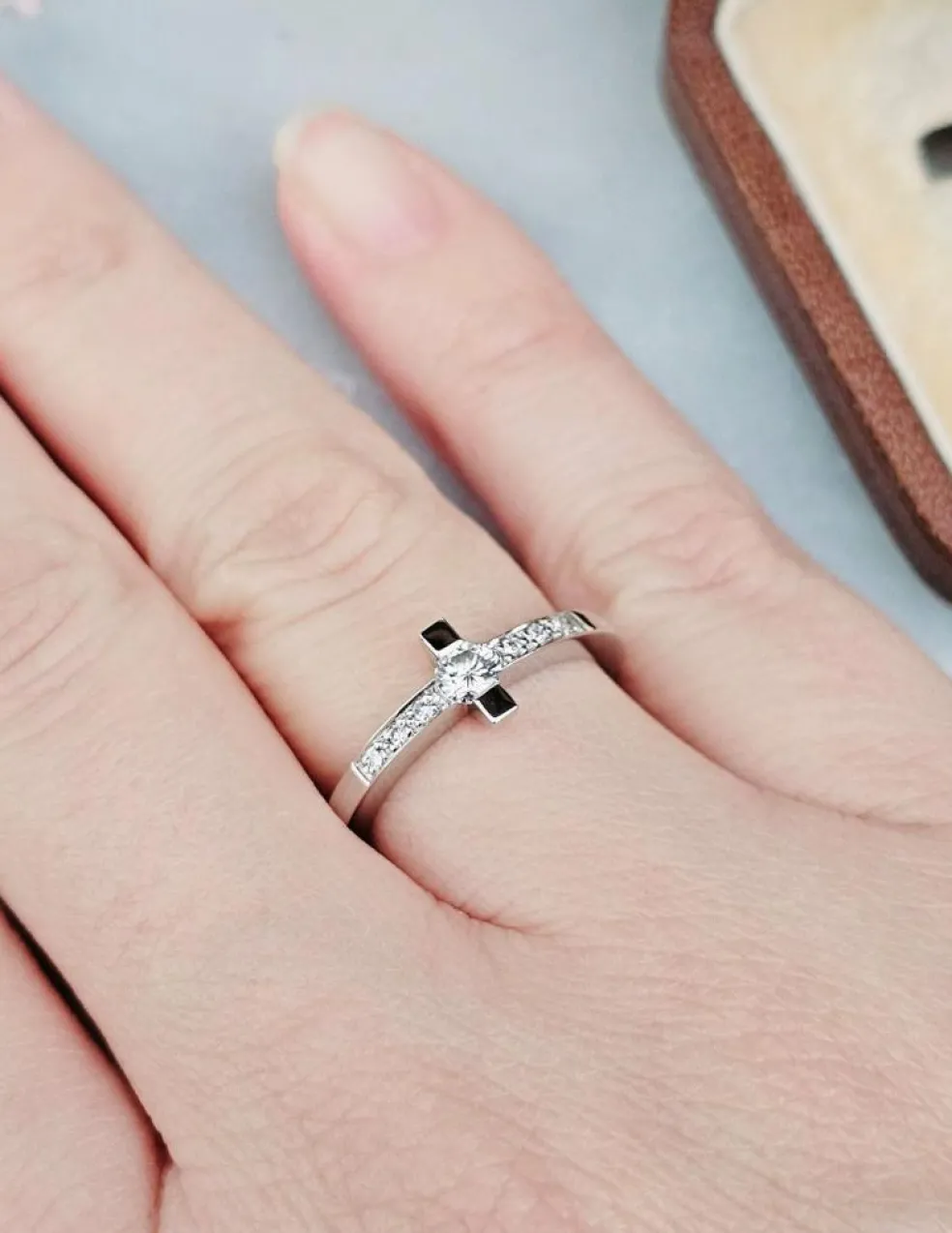 Bague diamants or blanc