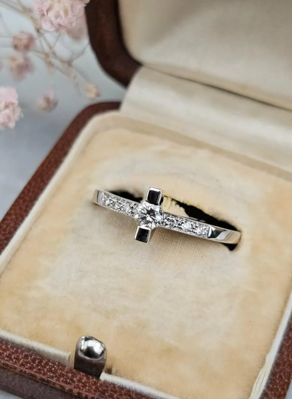 Bague diamants or blanc