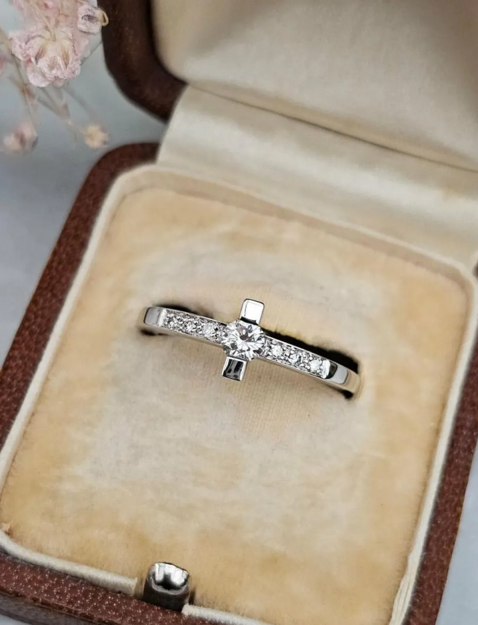 Bague diamants or blanc