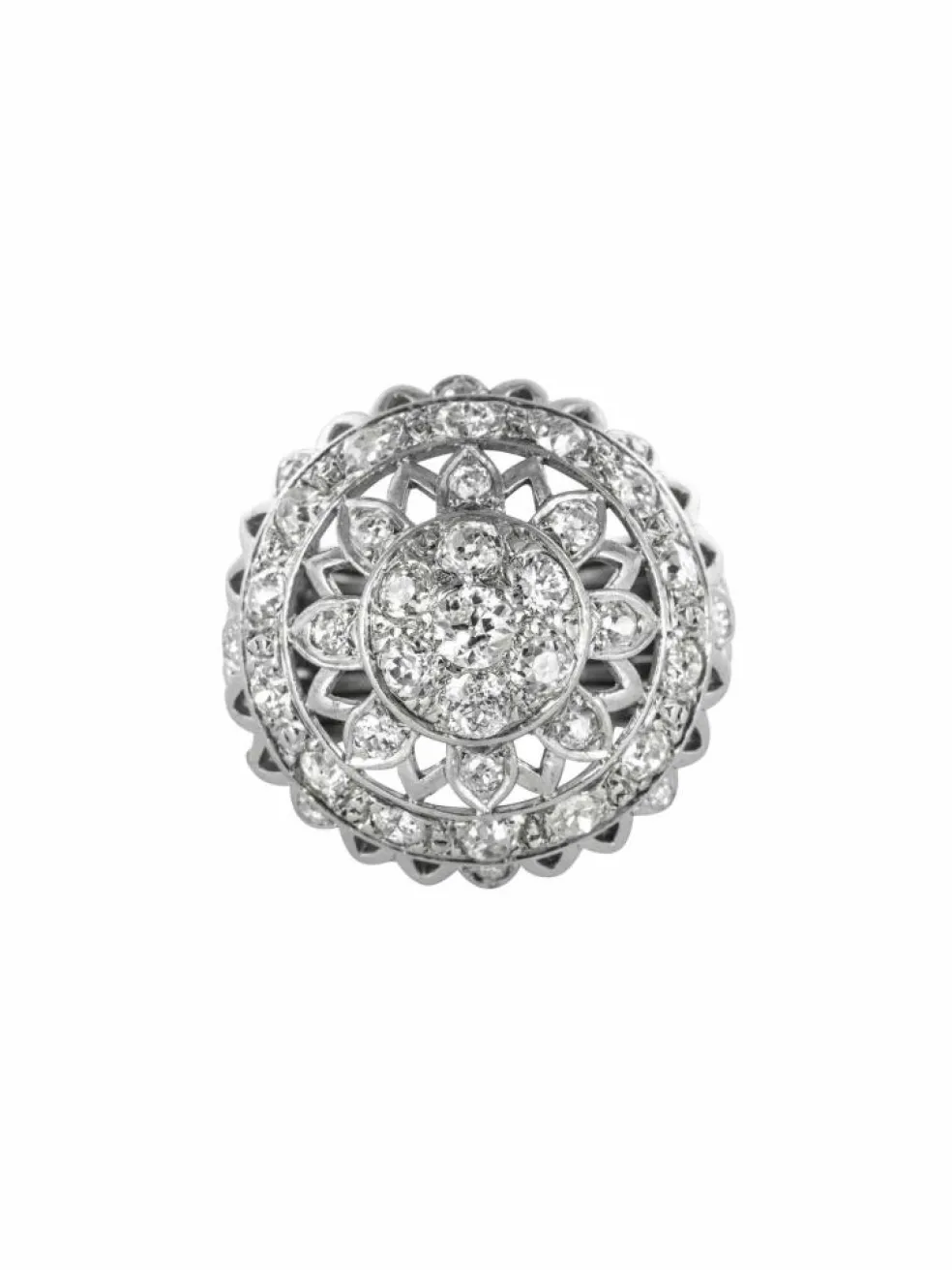 Bague diamants or blanc de cocktail