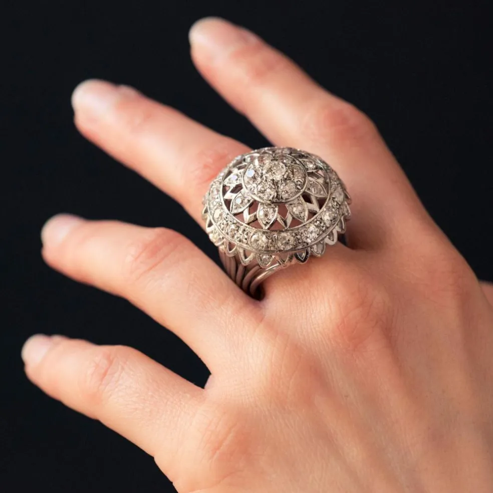 Bague diamants or blanc de cocktail
