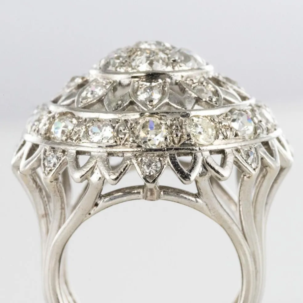 Bague diamants or blanc de cocktail
