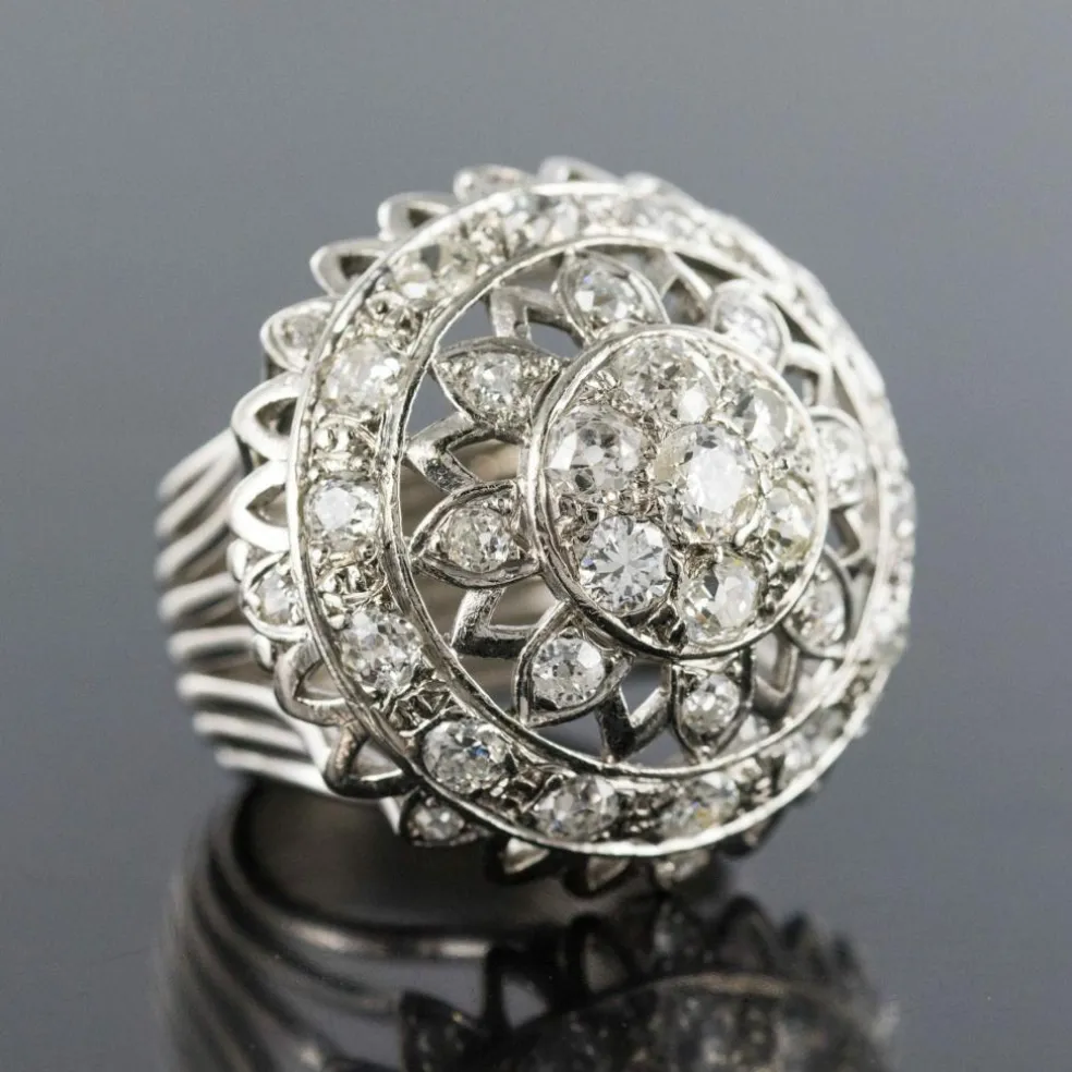 Bague diamants or blanc de cocktail