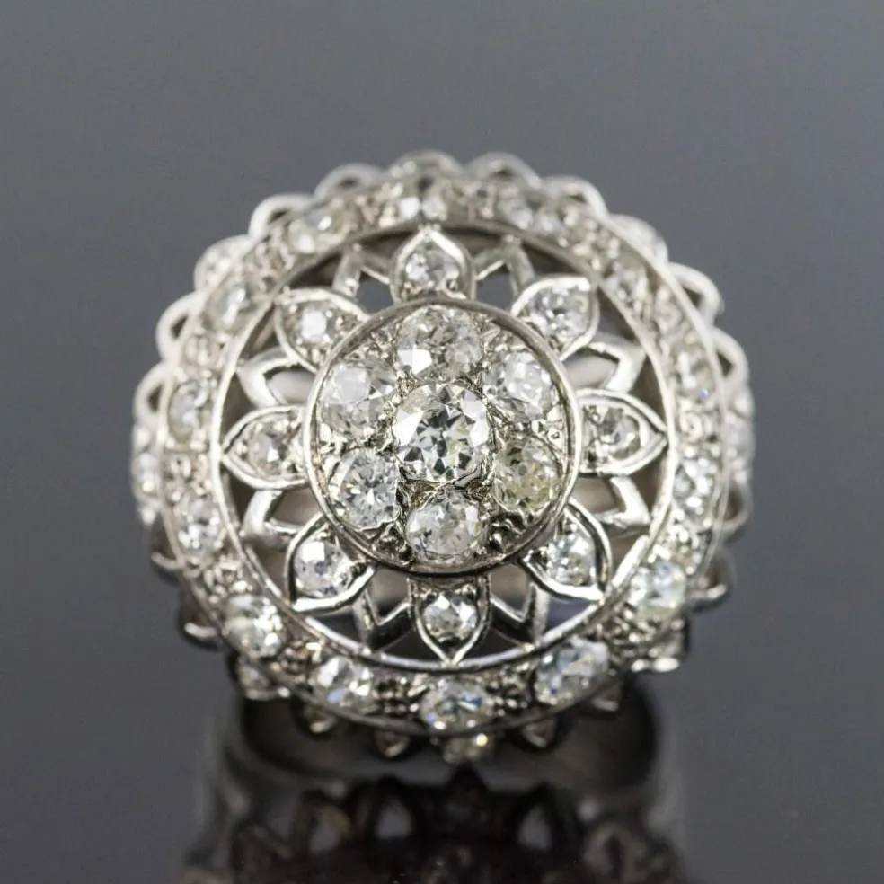 Bague diamants or blanc de cocktail