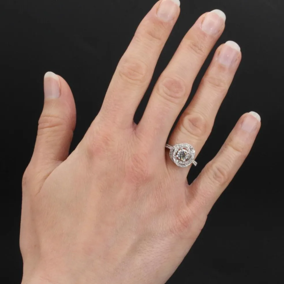 Bague diamants or blanc fleur