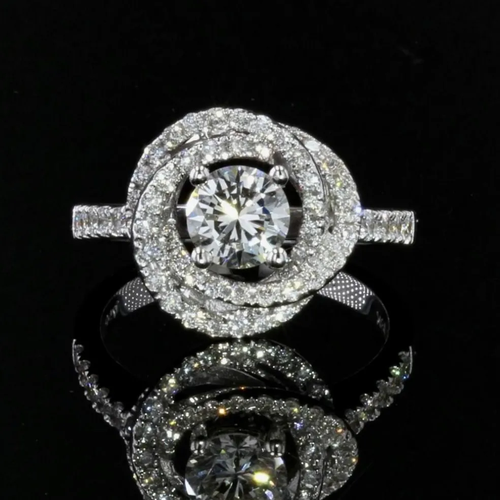Bague diamants or blanc fleur