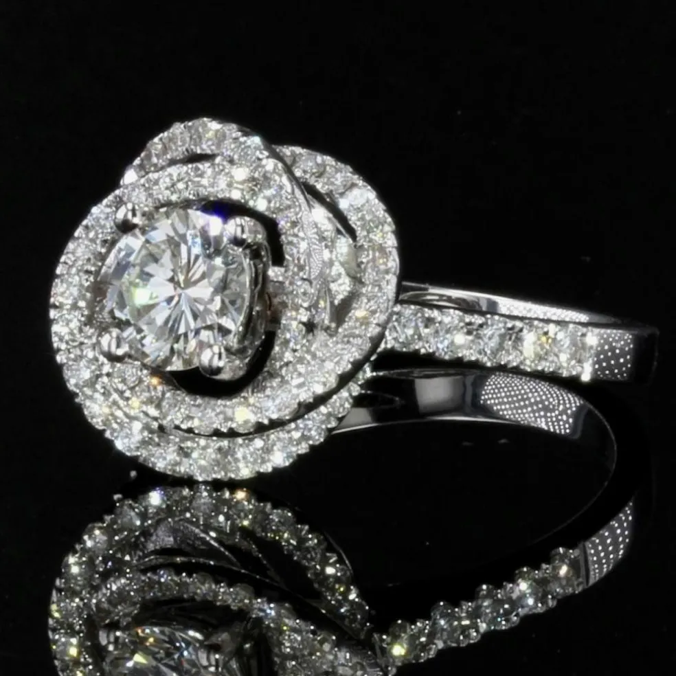 Bague diamants or blanc fleur
