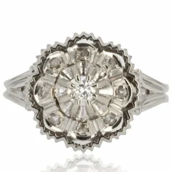 Bague diamants or blanc rétro