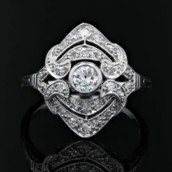 Bague diamants or blanc style art déco