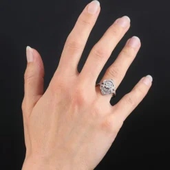Bague diamants or blanc style art déco